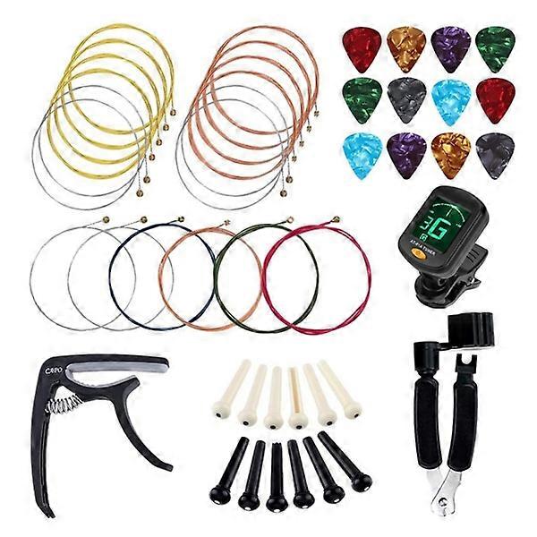 45pcs Guitar Accessories Set String Capo Bridge Pins Pick Replacement Playing Aid Tool