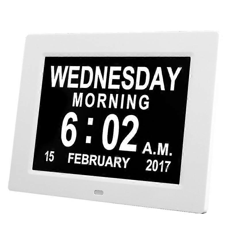 7" Lcd Digital Calendar Clock With Date, Calendar Clock With Date, Day And Time | Alzheimer"s Clock | Clock For Seniors, It"s For Parents (white)