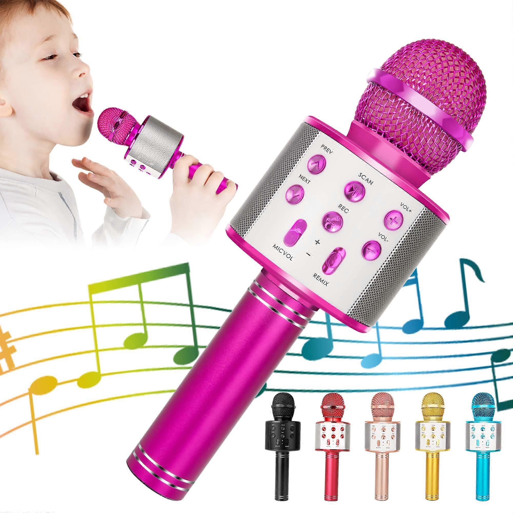 5 in 1 Children's Bluetooth Microphone with Speaker,Portable Microphone Toypink