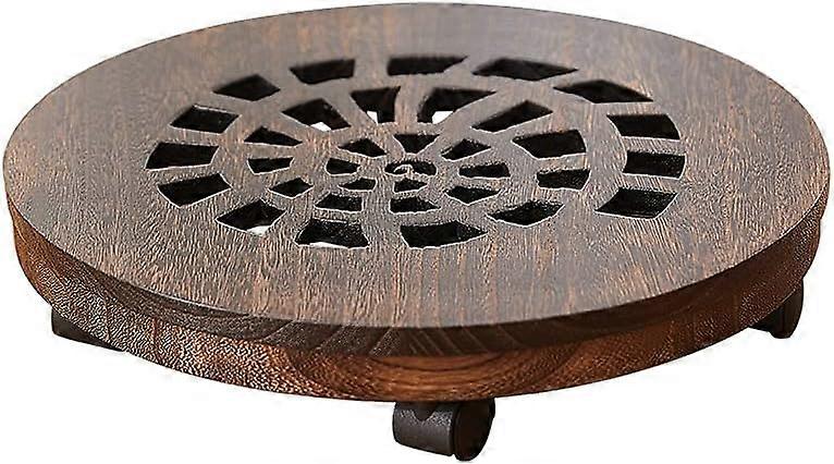 Wood Plant Caddy, Heavy Duty Rolling Planter Dolly with Rotating Casters, Movable Flower Pot