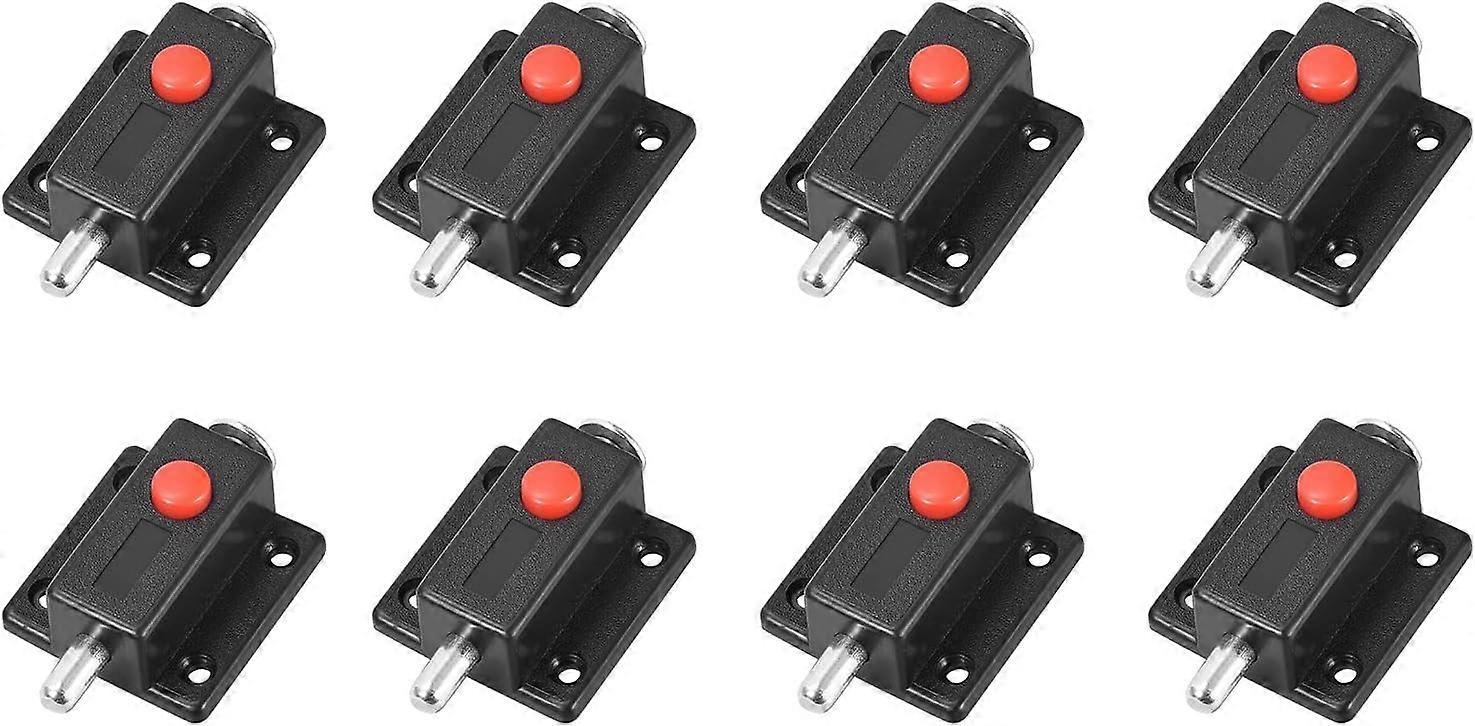 Button Bolt Latch (1.46"x1.38") 8Pcs, ABS Security Push Button Spring Loaded Latch - for Furniture Drawer Doors, Chests, Black