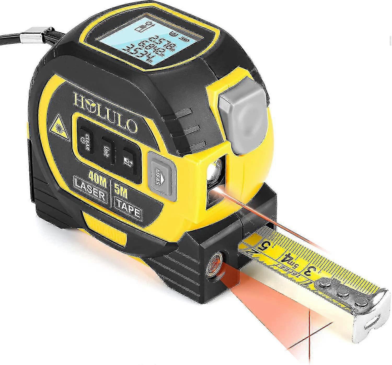 Laser Tape Measure, 3 In 1 Digital Laser Distance Meters With Lcd Display, 40m Laser Measure, 5m Tape Measure, Vertical Cross Line, Measuring Area/vol