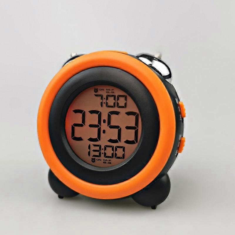Loud Alarm Clock For Heavy Sleepers With Optional Alarm Dual Alarm Setting Snooze Functionblack shell orange