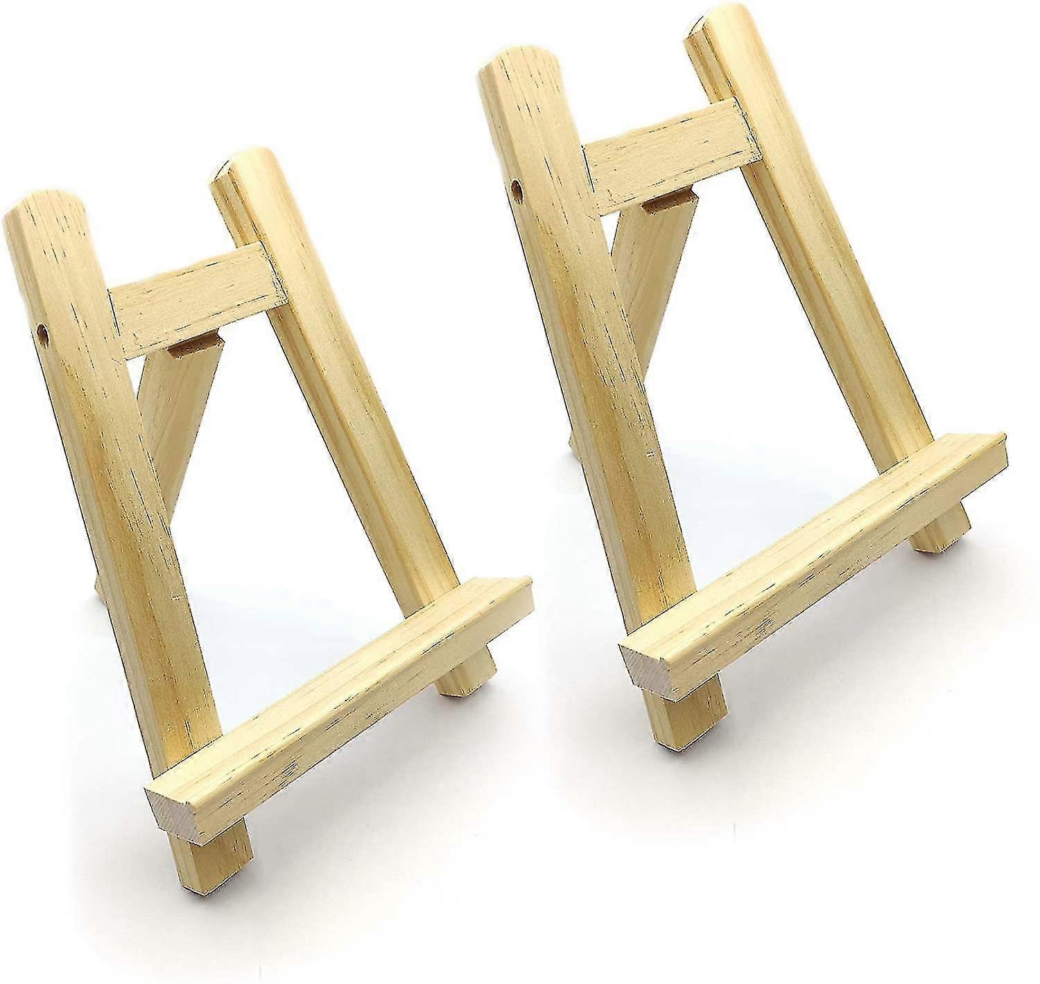 Easel Wooden Easel Small Chalkboard Easel Desk Calendar Stand For Painting (2 Pieces, Wood Color)