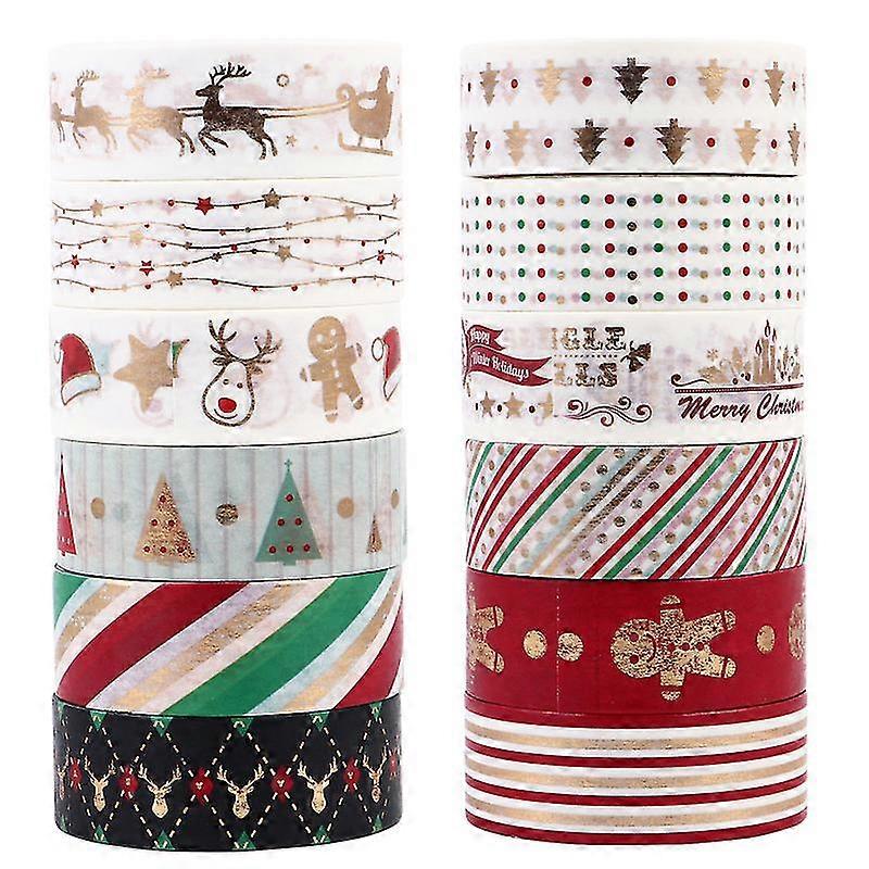 12 rolls christmas pattern washi tape set decorative bronzing tapes stickers