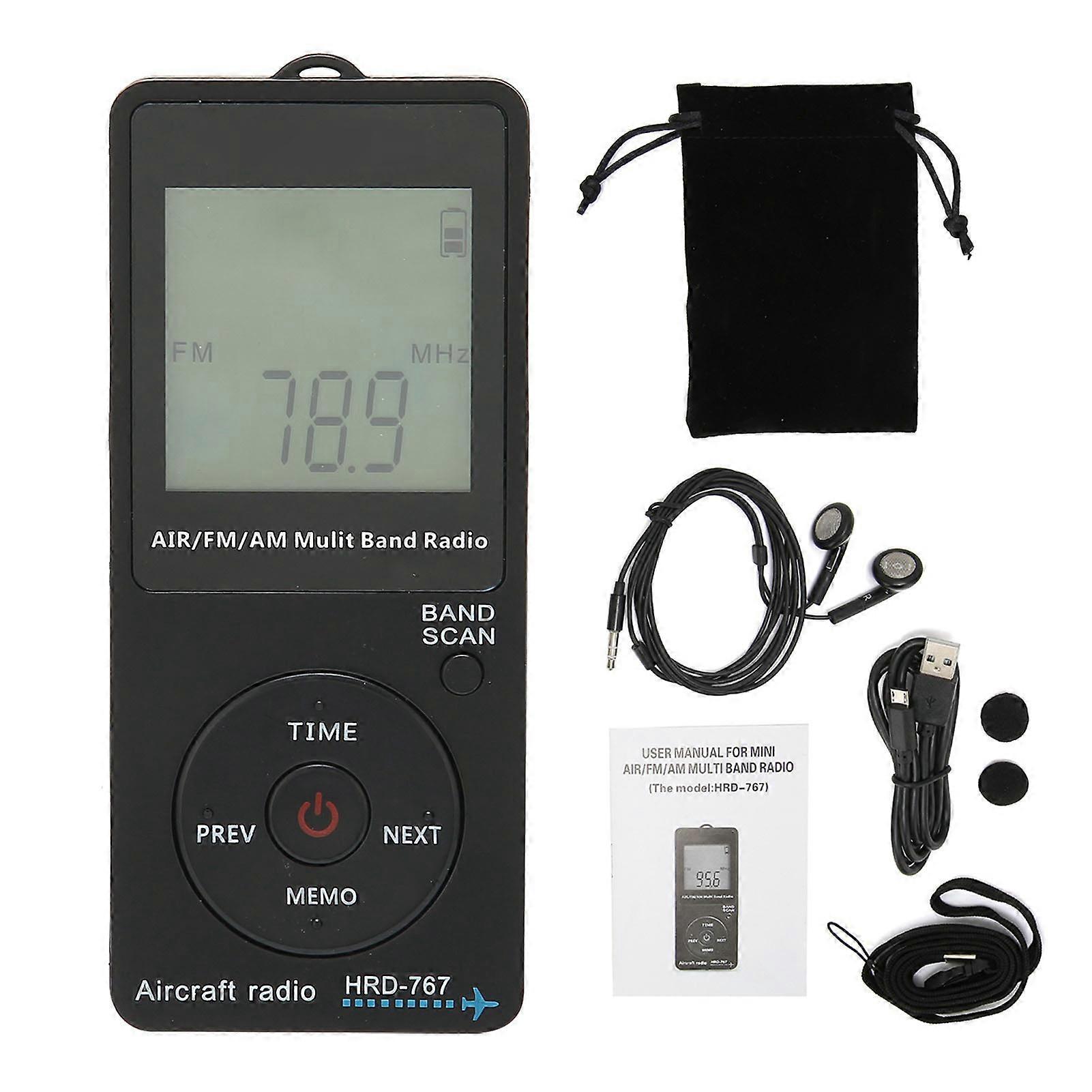HRD767 Portable Radio Aircraft Band Automatic Power Off FM/AM/AIR Radio with Earphone NO.2610
