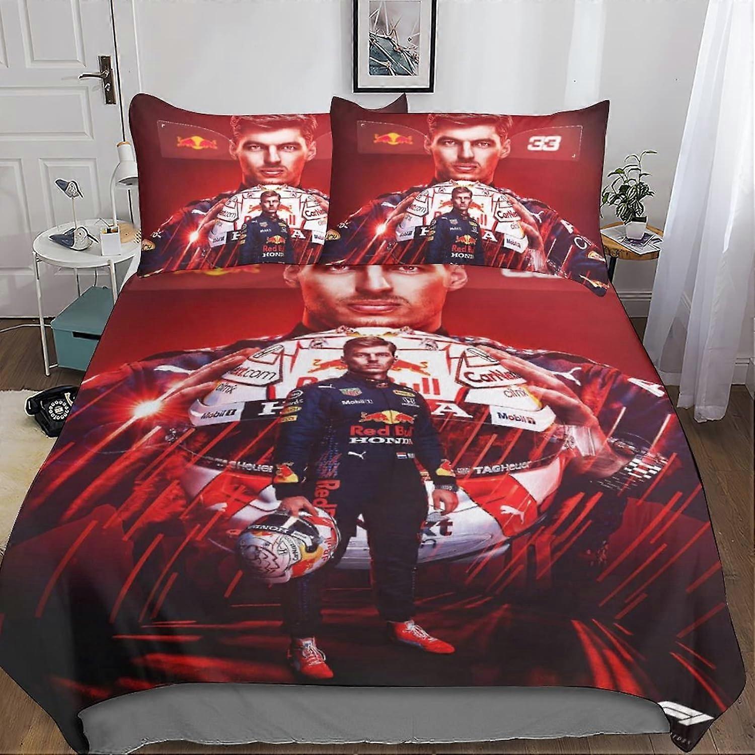 F1 سباق مجموعات غطاء لحاف مع وسادات، 3D المطبوعة ستوكات الفراش مجموعة أغطية السرير مع سستة للفتيات والفتيان مزدوجة