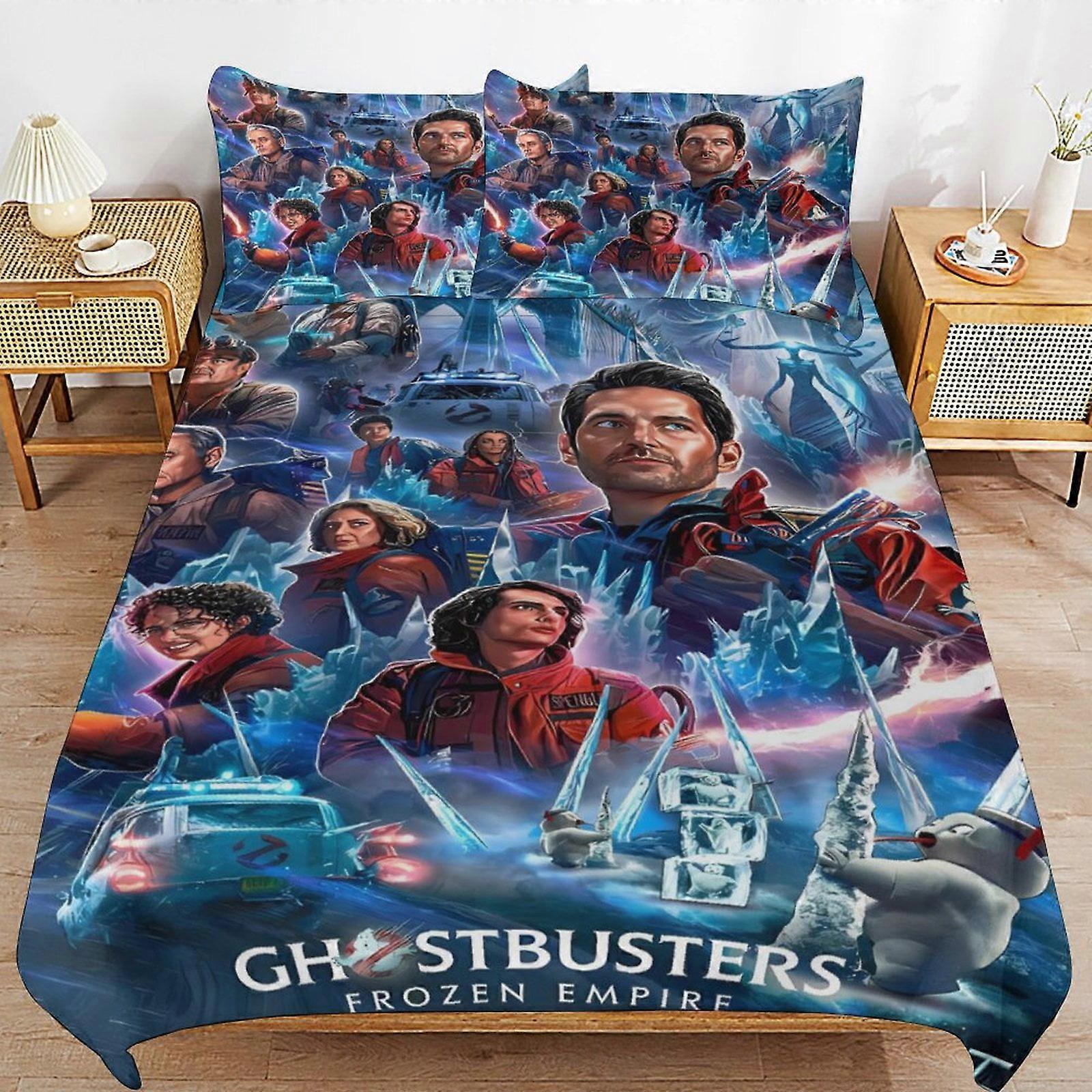 x647 Ghostbusters Frozen Empire Capa de Edredom de Cama Conjuntos de Cama de Microfibra Impressos em 3D Conjuntos de Edredom Leves de 3 Peças, 1 Capa de Edredom e 2 Fronha