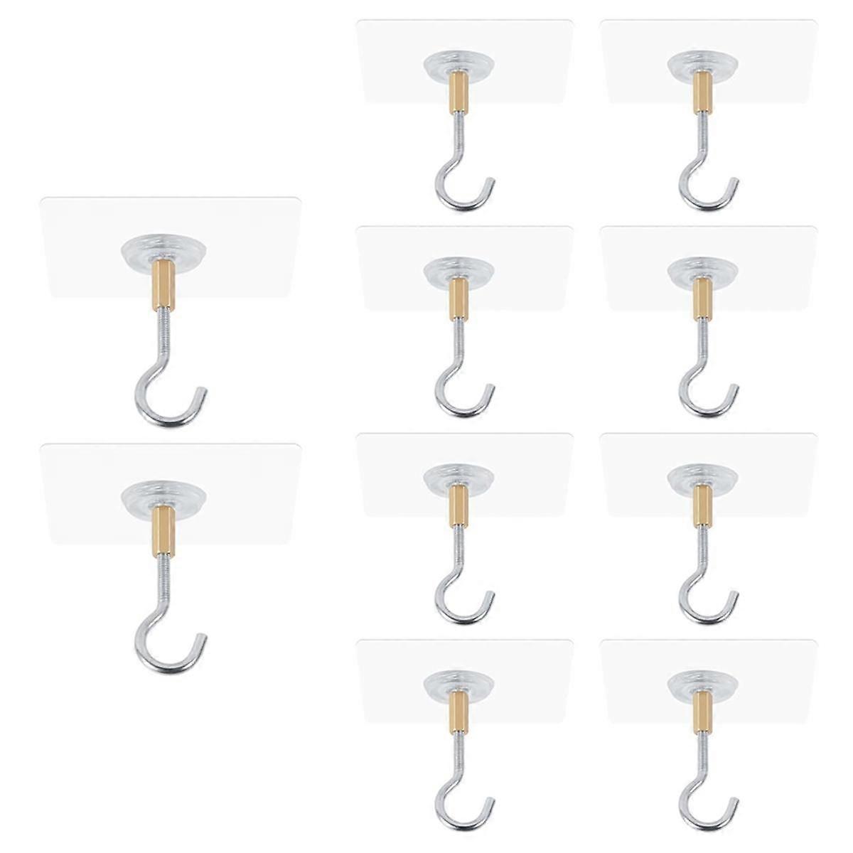 liimakattokoukut, 10Pack kattoripustuskoukut, tahmeat kattokoukut pitävät 5 kg, koukut roikkuville kasveille, lyhdyt