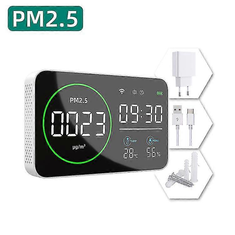 Wifi Pm2.5 Monitor Smart Pm2.5 Meter Wifi Pm2.5 Detector Indoor Air Quality Monitor With Alarm Clock