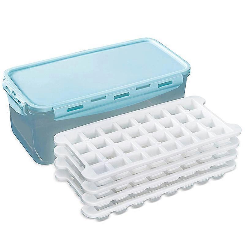 Silicone Ice Square Trays and Ice Square Storage Container Set with Airtight Locking Lid,4 Pack/128