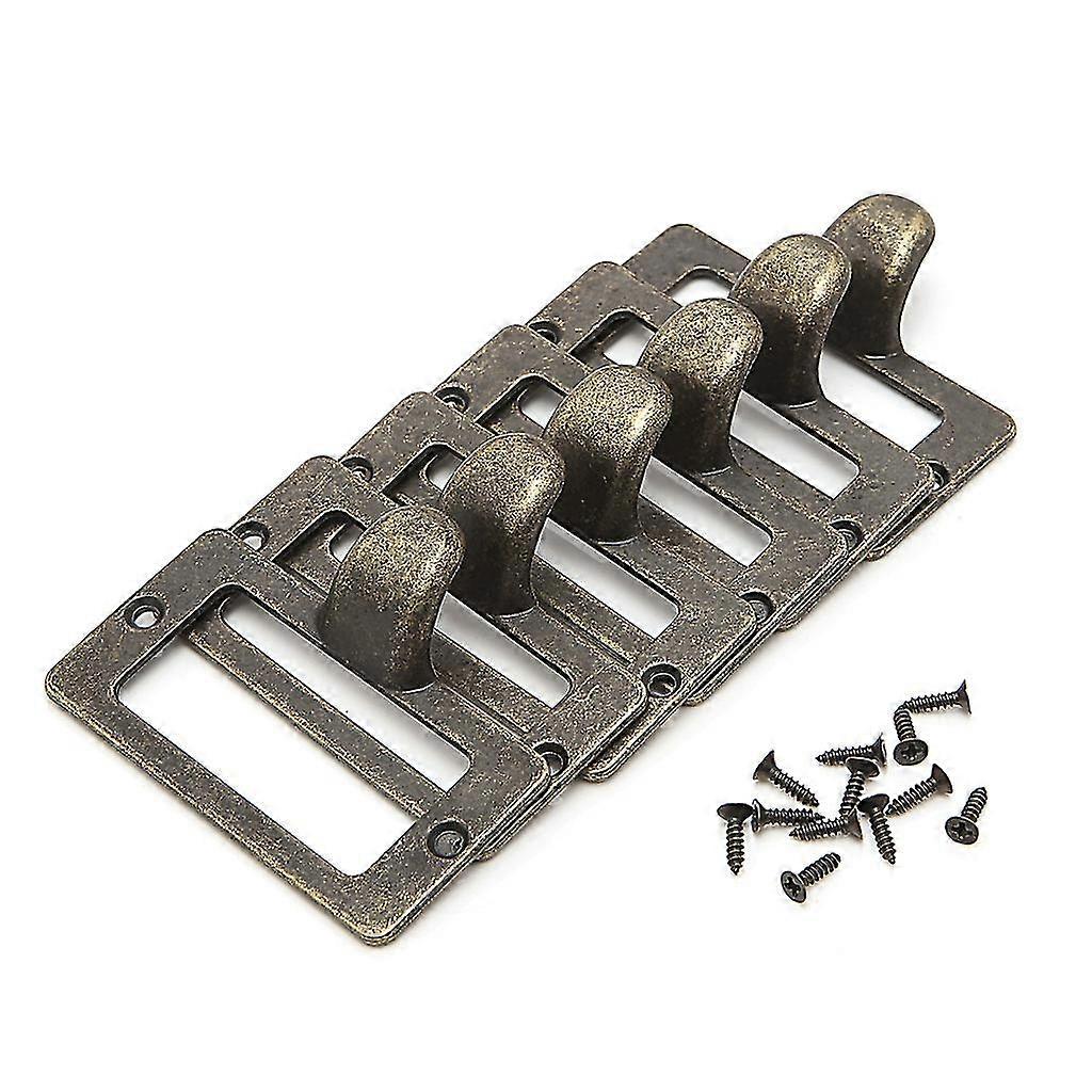 6x Handle File Name Card Cabinet Label Holder Antique Brass Drawer Pull Frame