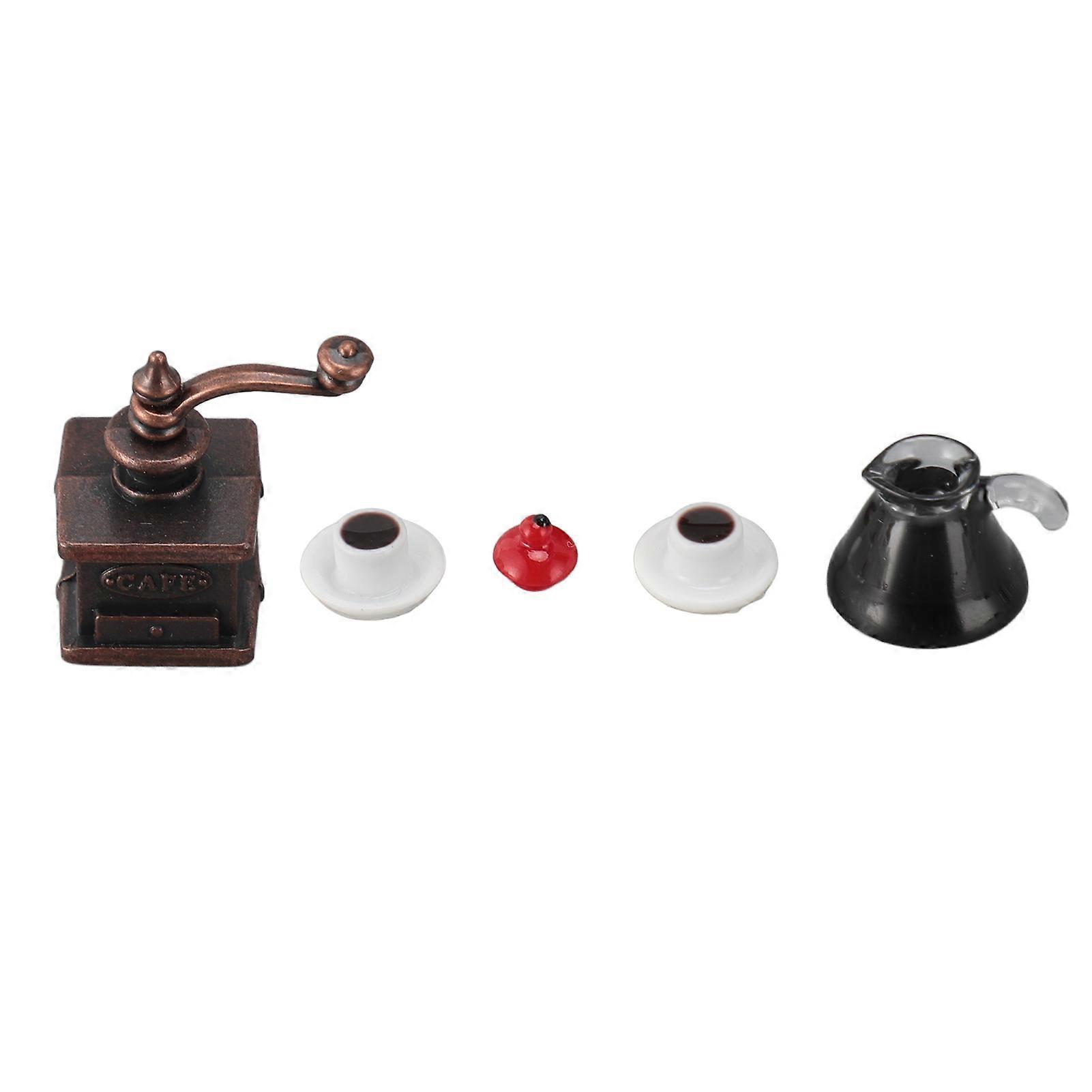 3 Set Dollhouse Miniature Coffee Maker 1:12 Grinder Pot Ornament Simulation Model Toys