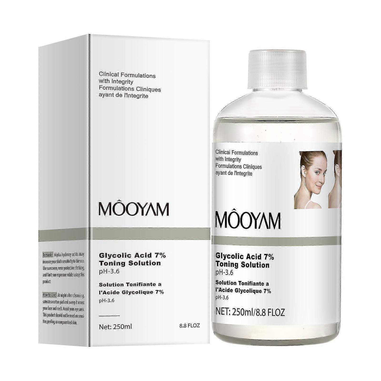 محلول التنغيم بحمض الجليكوليك 7٪ 250 مل ، مصل حمض الجليكوليك المقشر للبشرة المعرضة لحب الشباب ، محلول توهج طبيعي