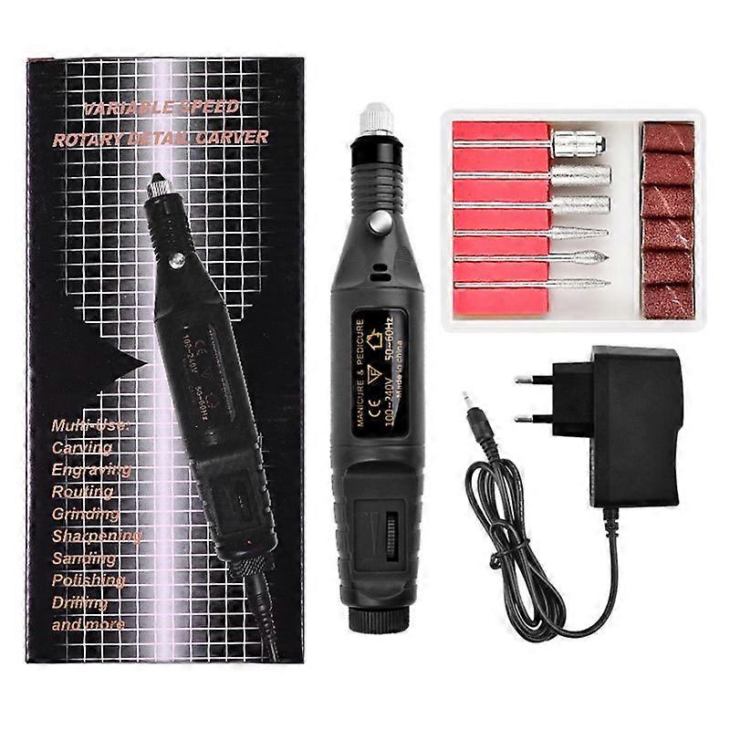 Electric file, electric nail file, 6 bits included Black