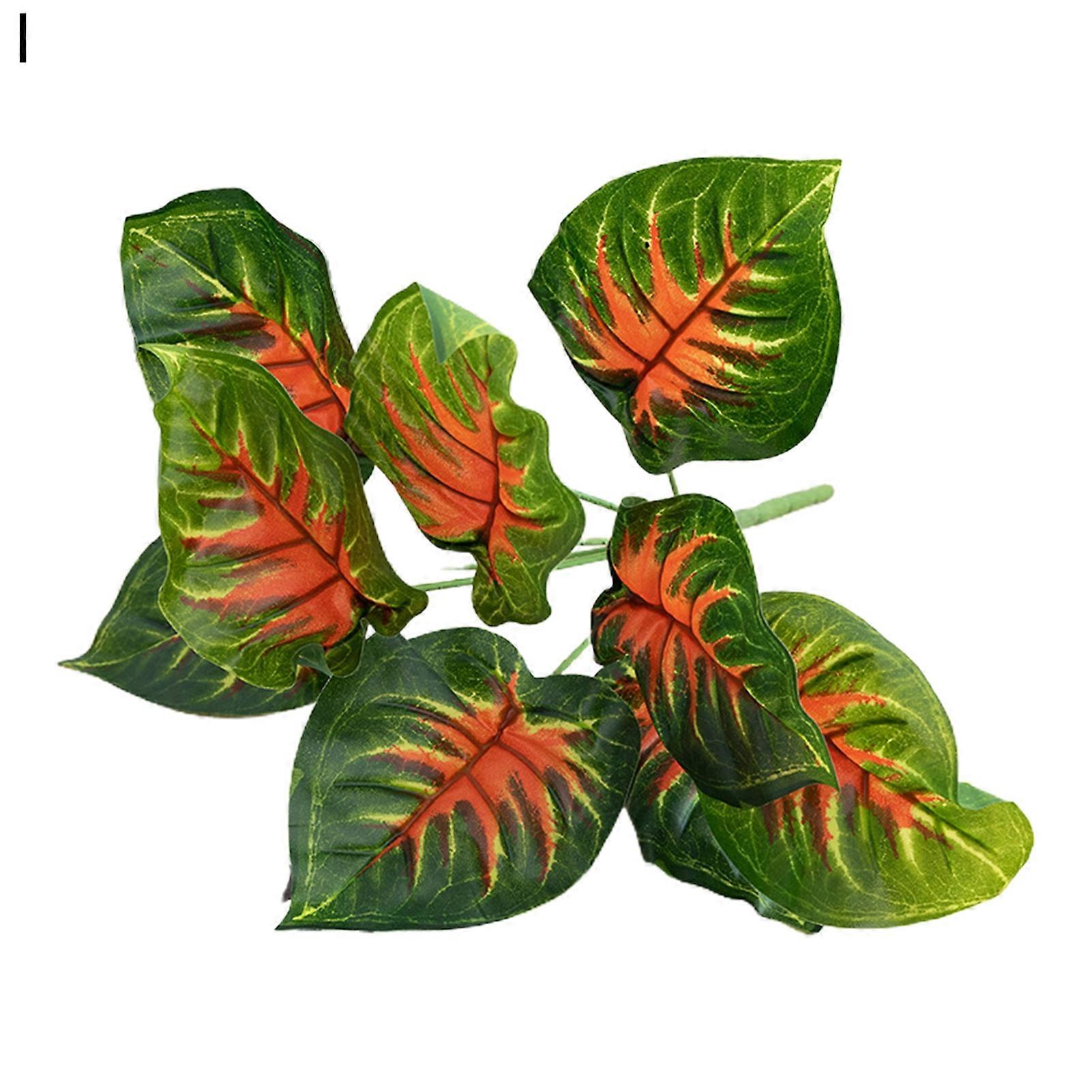 KaESi 1 Branch Artificial Plant Colorful Fresh-keeping Plastic DIY Realistic Artificial Stem with Leaves Household Supplies