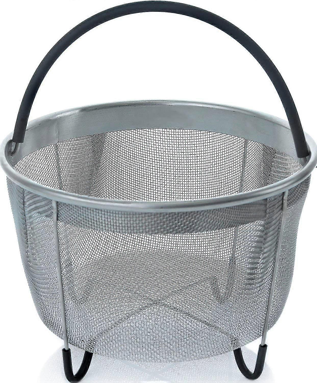 Stainless Steel Basket Steamer Insert For Steaming Vegetables, Eggs 6qt Black