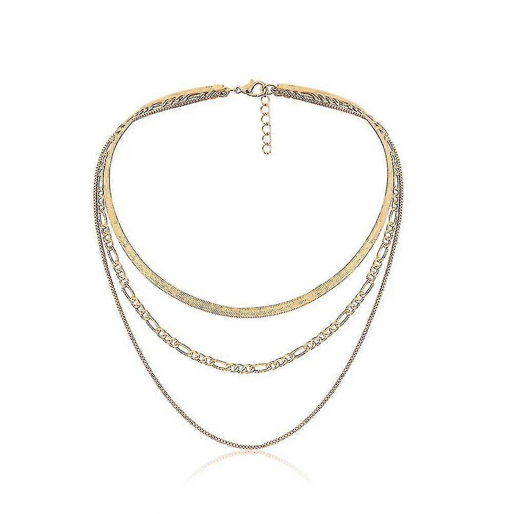 Punk Layered Flat Snake Bone Choker Necklace Set Multilayer Chain