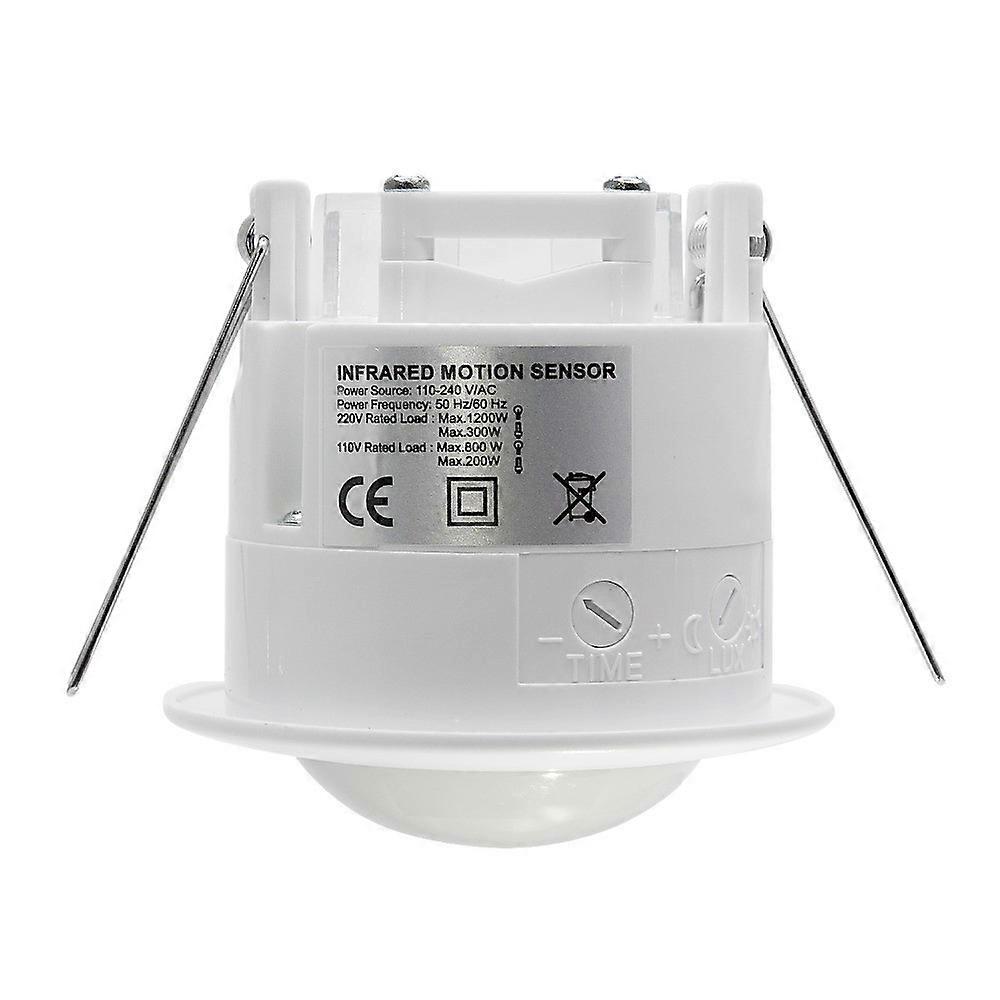 x Recessed Infrared Motion Detector Indoor Ceiling Mount Light Control 360 Working Area 6m Range Integrated Light Sensor White
