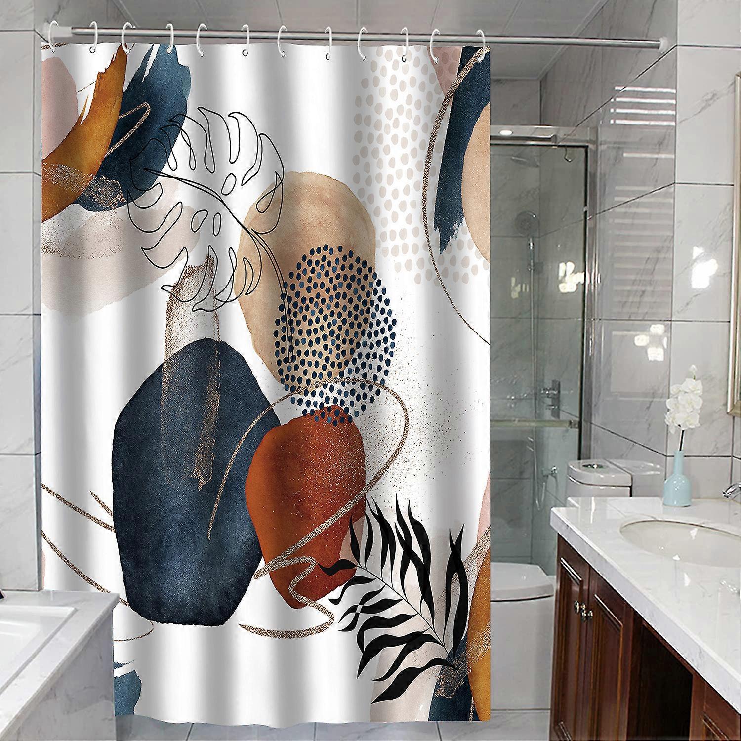 Simple Pretty Modern Waterproof Shower Curtain,Machine Washable,Quick Dry,1