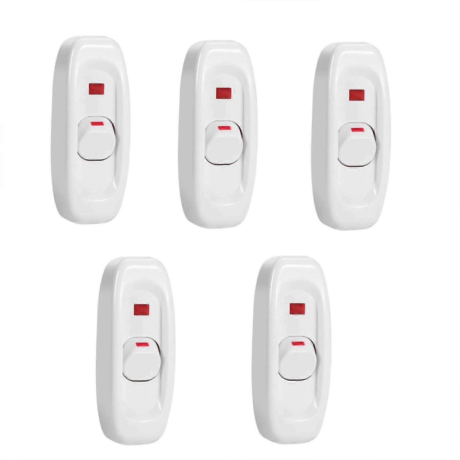 5 Pcs AC 250V 10A Line Light Switch,Led Cord Light Control(White)