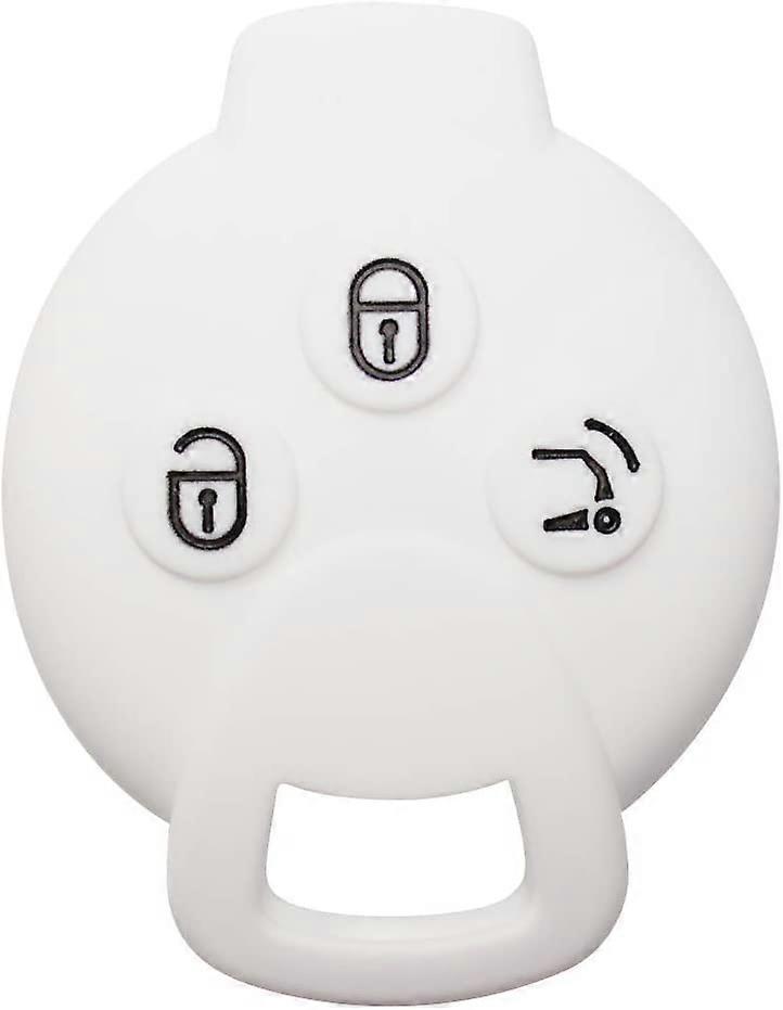 Silicone Car Key Case for SMART 451 FORTWO FORFOUR ROADSTER 3 Button Remote Car Key (White)