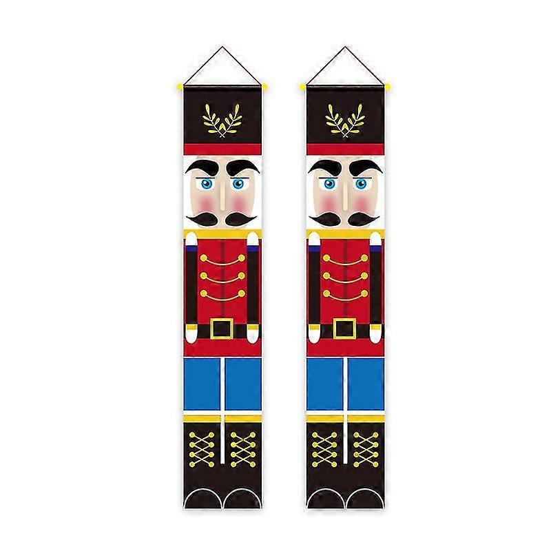 Nutcracker Banner Soldier Model Christmas Decoration1pair-red