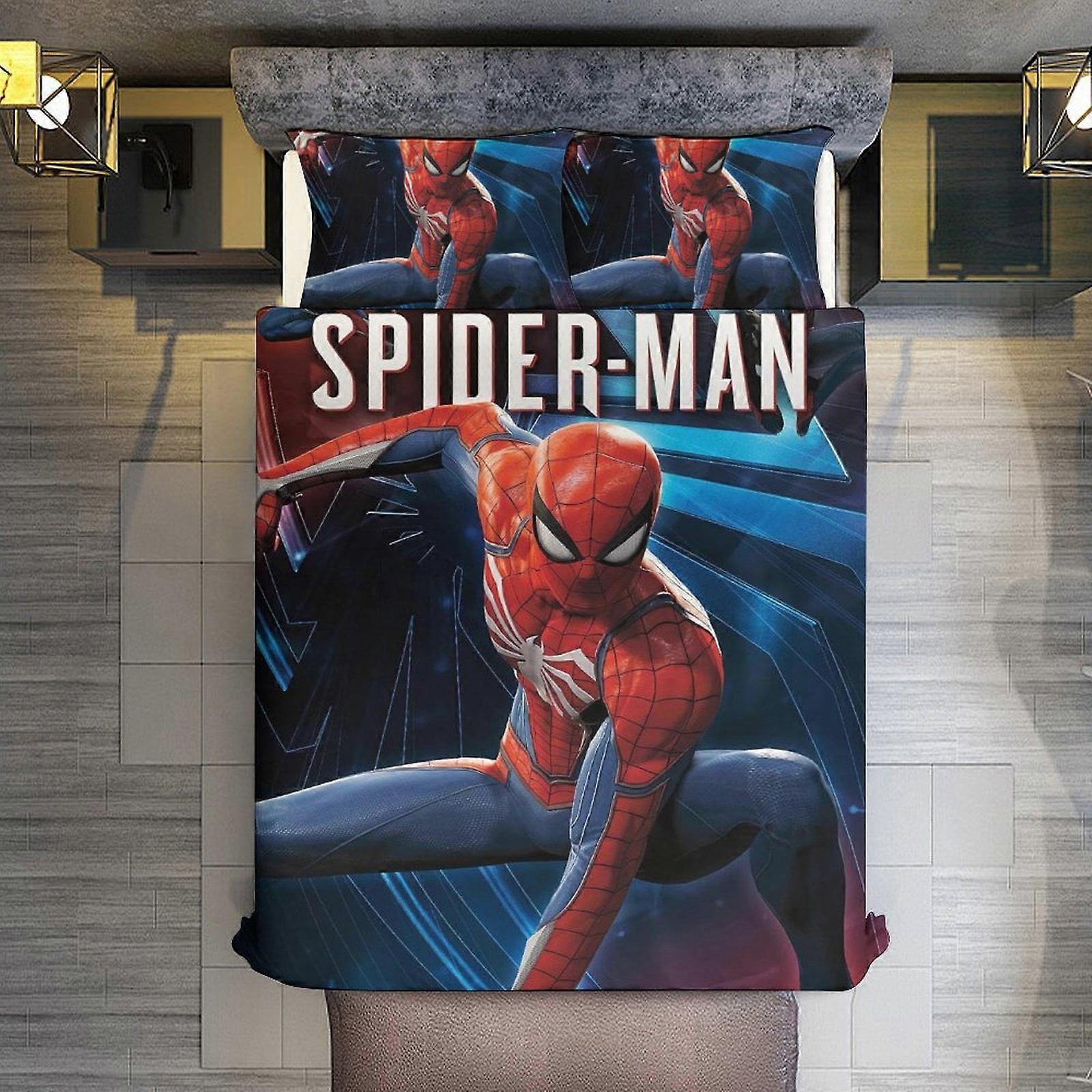 v470 Lençóis de Cama Spider-Man Poses 3 Peças Conjuntos Tamanho Completo/Queen Size - Colchas de Microfibra Reversíveis com 2 Fronhas Colcha de Cama Leve e Macia