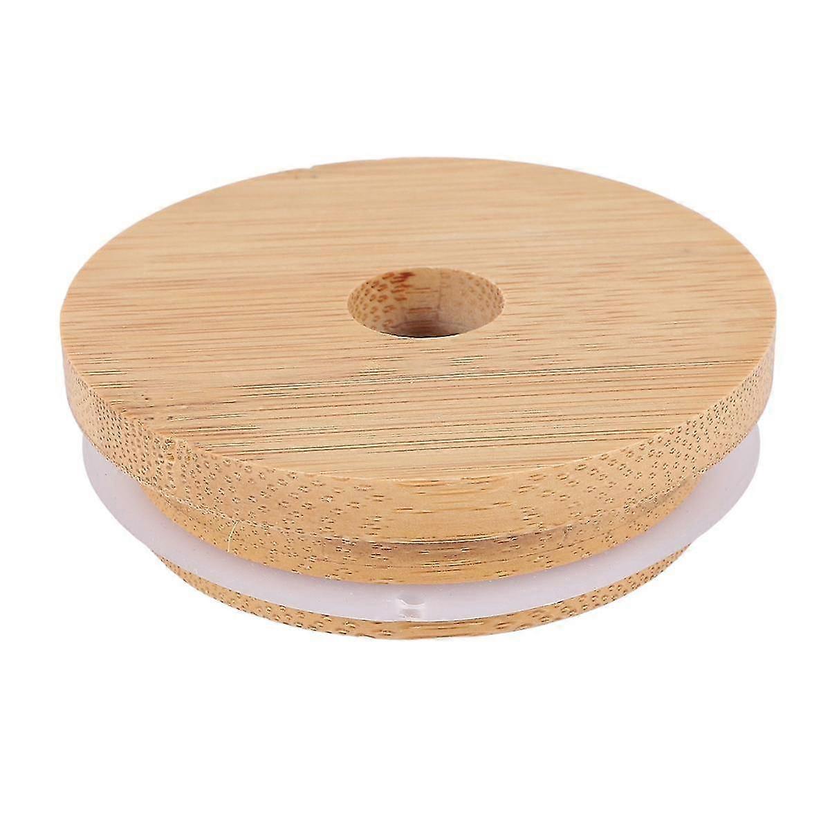 Bamboo Jar Lids With Straw Hole Reusable Jar Lids Leak Proof Glass Canning Drinking Storage Jars Ca
