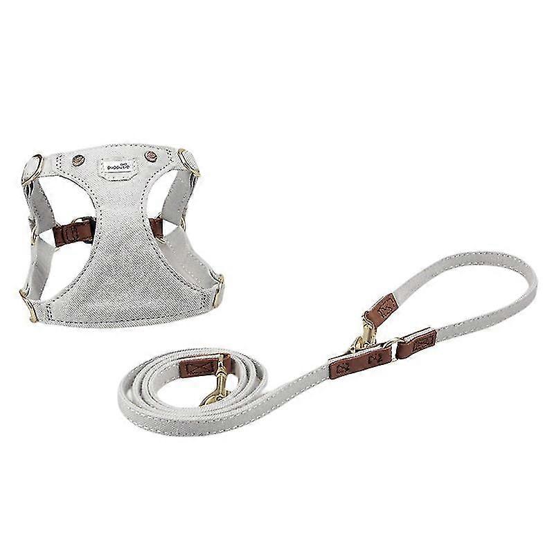 MIMIGO Denim Dog Harness And Leash Set Walking For Puppy Small Medium Dogs