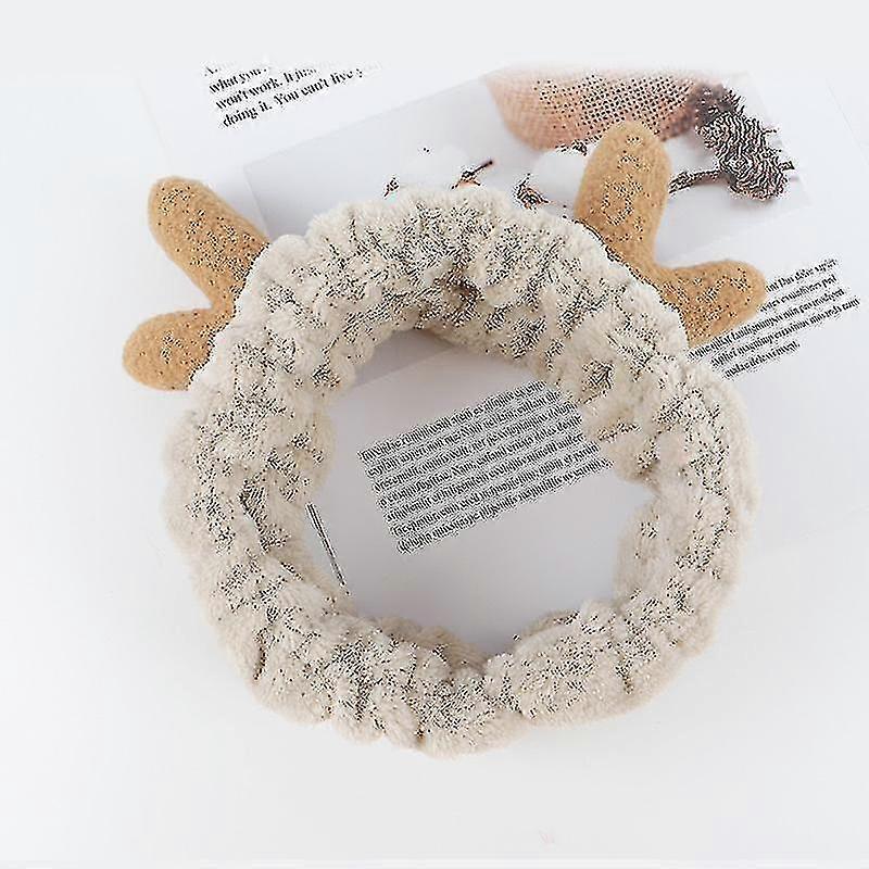 Spa Headband Christmas Makeup Headband Elk Antlers Headband Light Gray