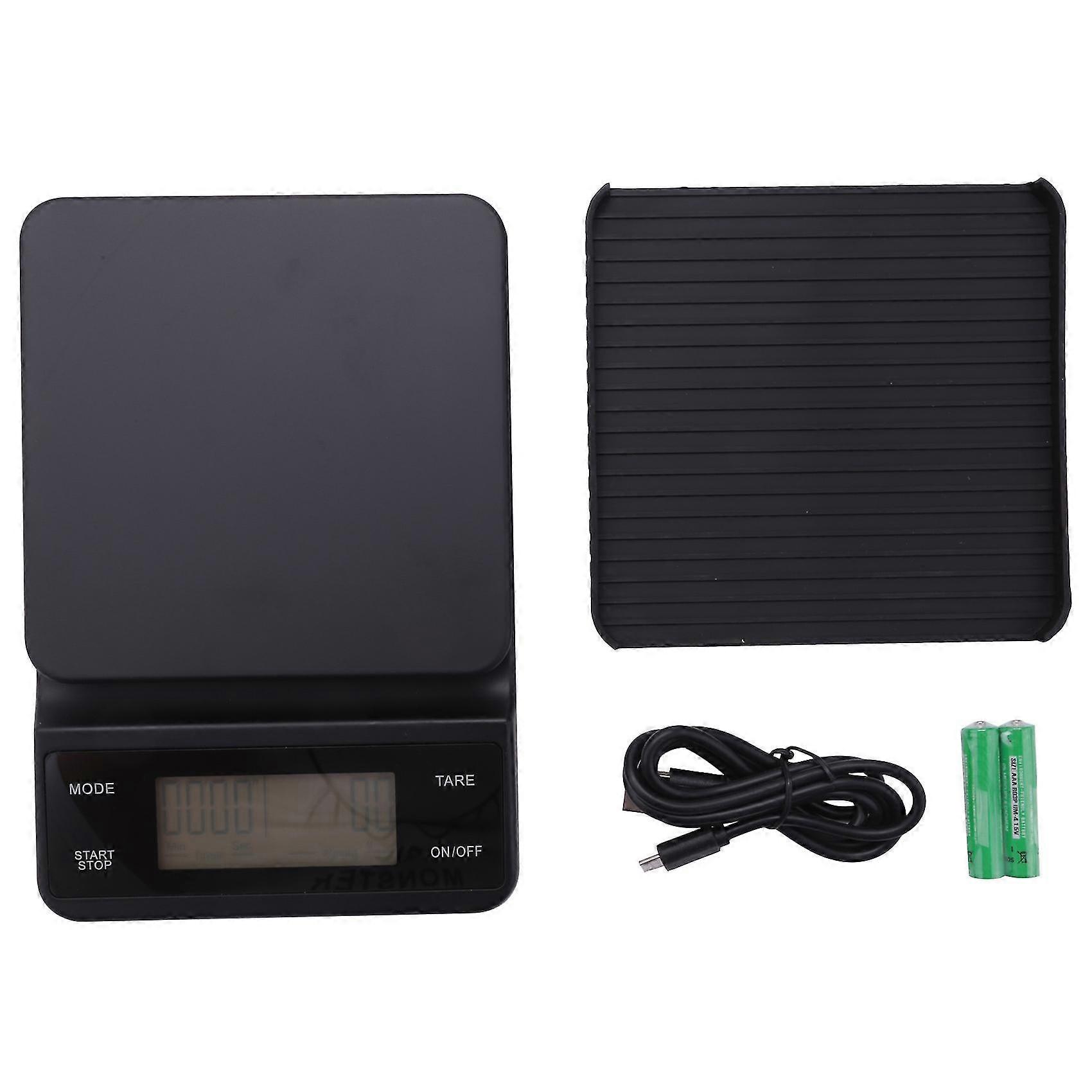 0.1G-3Kg Timer Coffee Scale Household Bluetooth Kitchen Charging Section