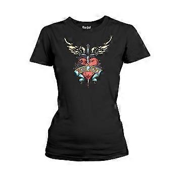 Ladies Jon Bon Jovi Heart and Dagger Rock Official Tee T-Shirt