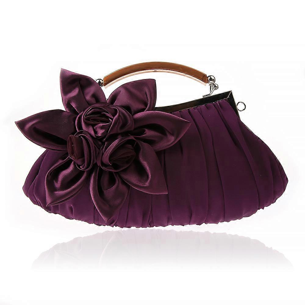 Femmes Fleurs En Soie Soirée Sac À Main Embrayage--Violet