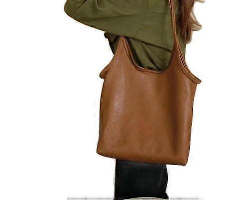 Female large capacity solid color lightweight soft leather shoulder bag  PK