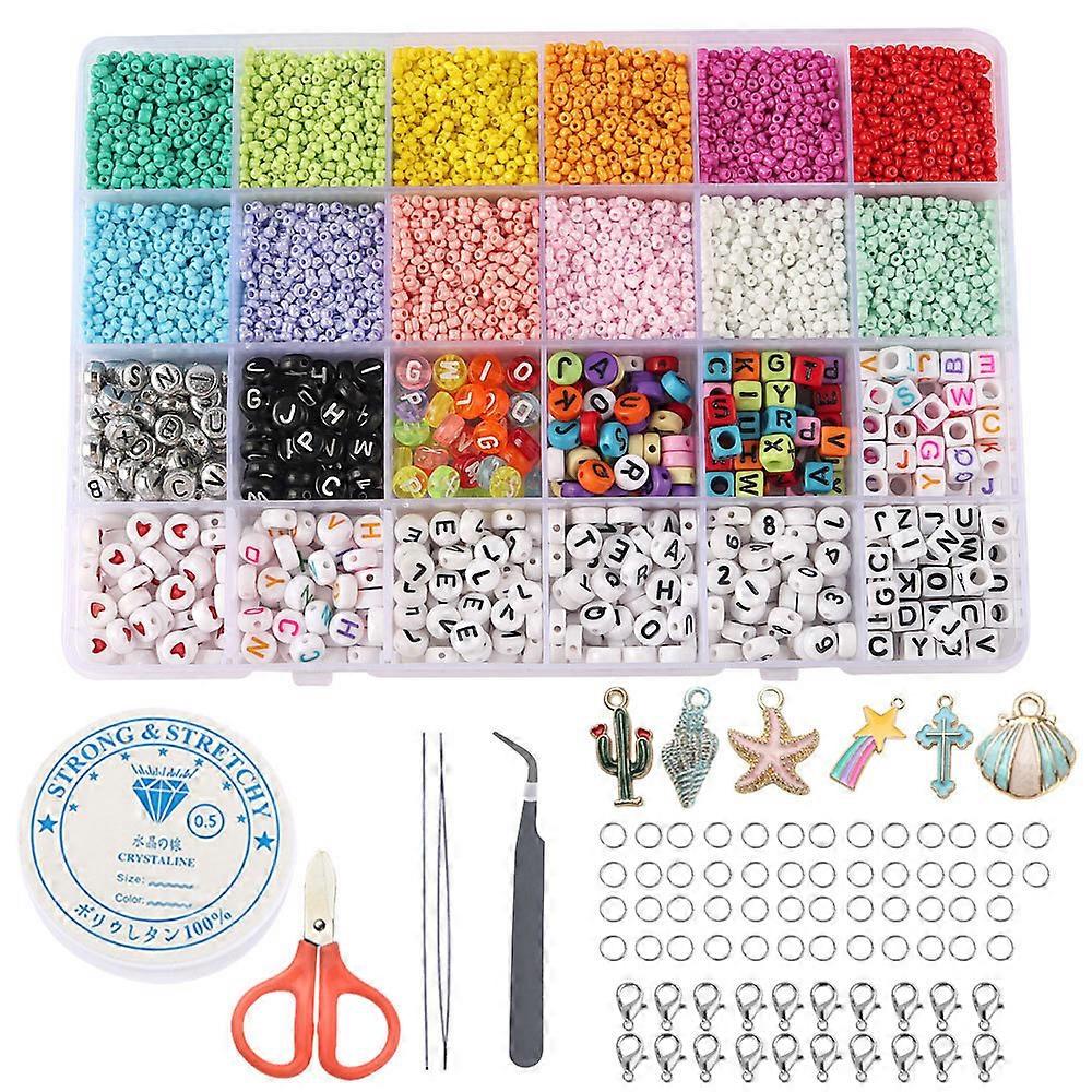 10800 8mm Multicolor Beads, Alphabet Letter Beads, Elastic Cord, Tweezers, Scissors, Bracelet, Bangle, Necklace, DIY