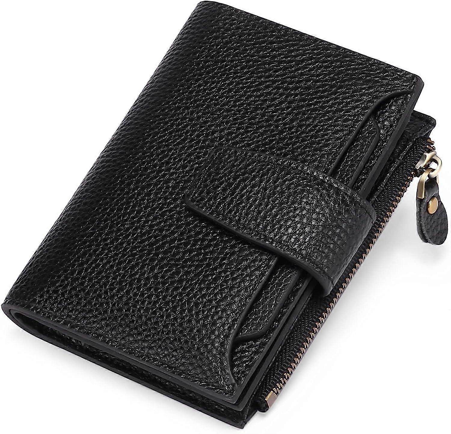 Black Women's Wallet Leather Slim Coin Pouch Women's Zipper and Multi Card Anti Short Wallet