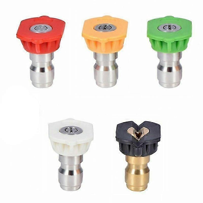 5 Pack High Pressure Washer Spray Nozzle Tips Variety Degrees 1/4" Quick Connect