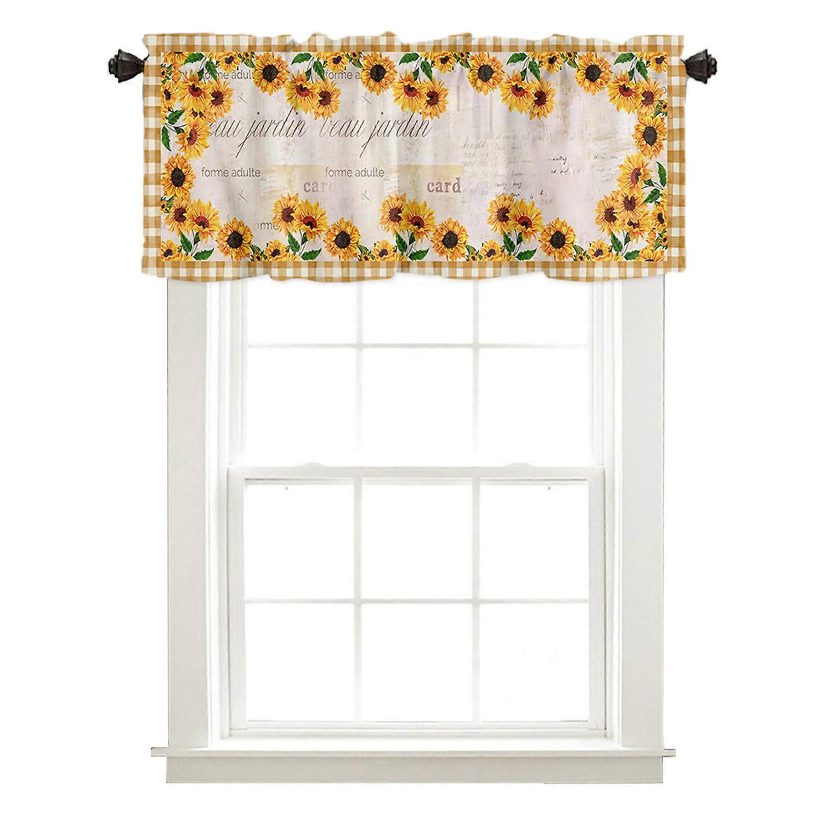 Sunflower Patterned Short Curtains Window Valance