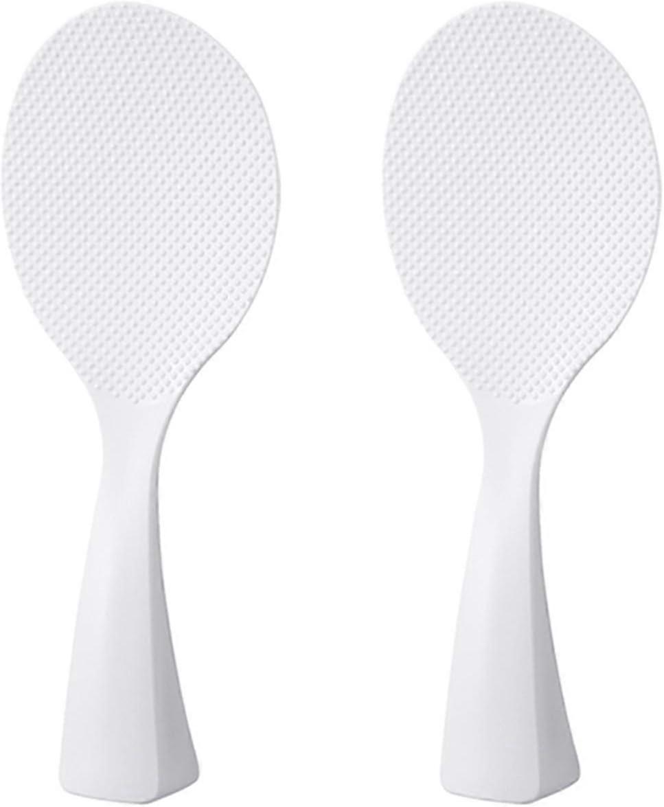 Rice Paddle Set - 2 Pieces - Non-Stick Rice Spoon - Stand-Up Serving Rice Spatula - White Color - Convenient for Serving and Handling Rice