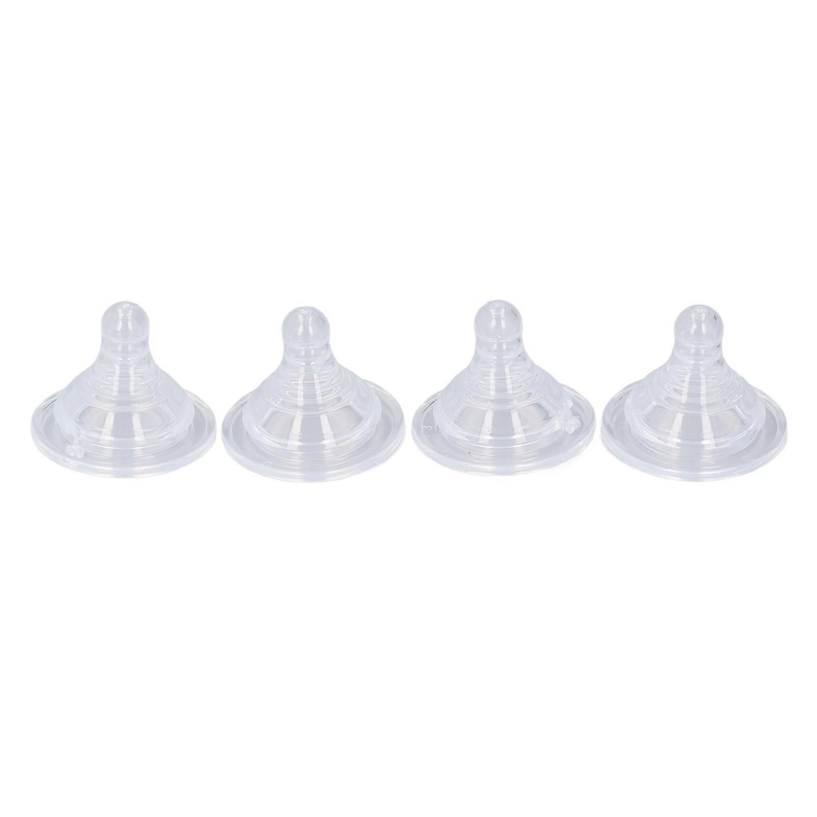 Infant Bottle Nipples Silicone Replacement 4pcs Round Hole for Newborns 0-3 Months