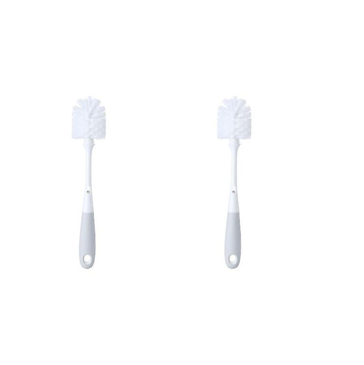 Set of 2 white long-handled bottle brushes
