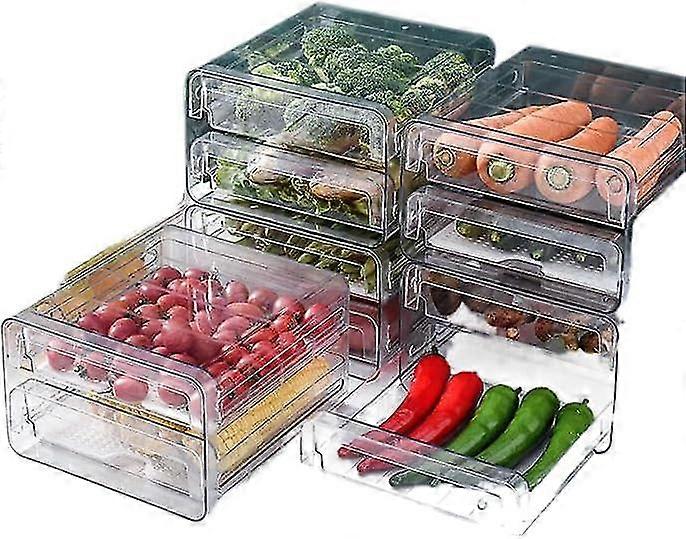 Transparent Double-layer Kitchen Refrigerator Deposit Box for Fruit and Vegetables
