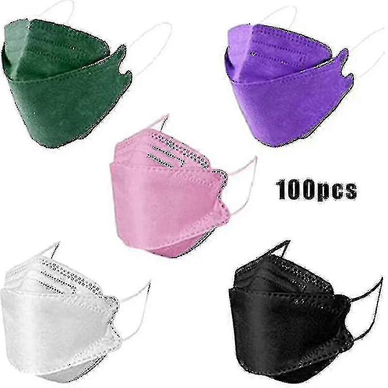 1050100200Pcs Multicolor Adult Face Mask 4-Ply 3D Shape Face Protection Covering With Elastic Earloop