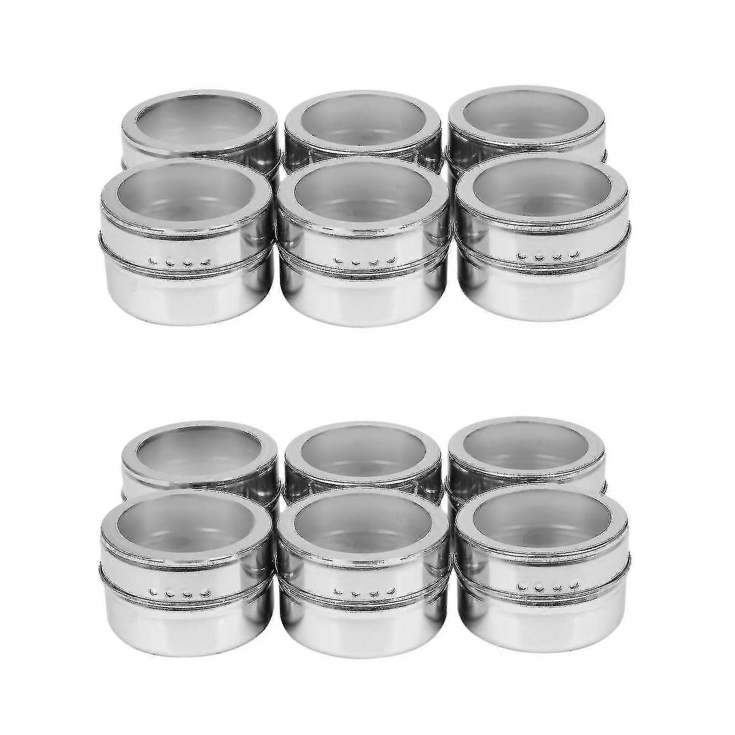 6pcs / Set Clear Lid Magnetic Spice Jar Kitchen Condiment Holder