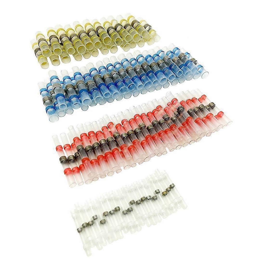 100pcs Solder Seal Heat Shrink Butt Connectors Terminals Electrical Copper With Case(35Red 30Blue 2