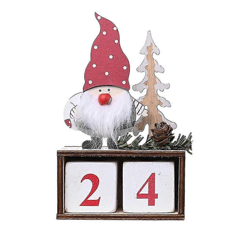 Blocs de compte à rebours de Noël Père Noël Noël Compte à rebours en bois de Noël Calendrier de l’Avent Blocs Calendrier de l’Avent avec une table en bois