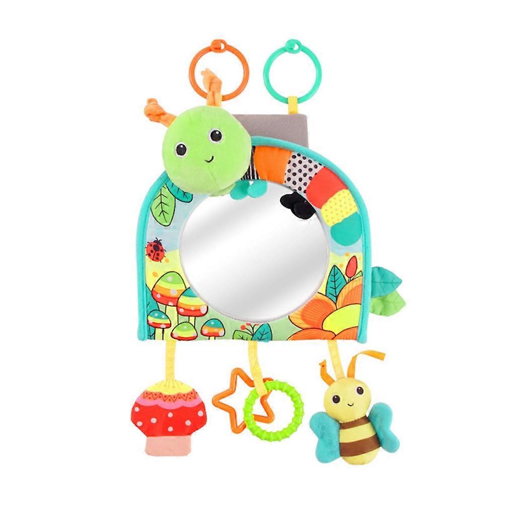 Toddler Car Mirror Toy Infant Tummy-Time Mirrors Rattle Baby Crib Activity Toy