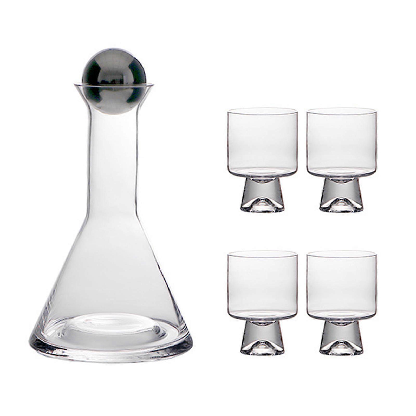 Cama-de-água Carafe com 4 Tumbler jarro de vidro elegante e vidro de beber combinando