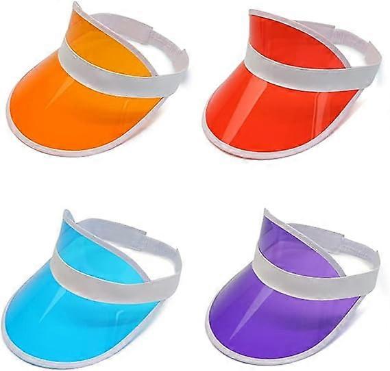 Set of 4 80s Retro Protective Cap, Plastic PVC Sun Visor Hat Visor Cycling Caps